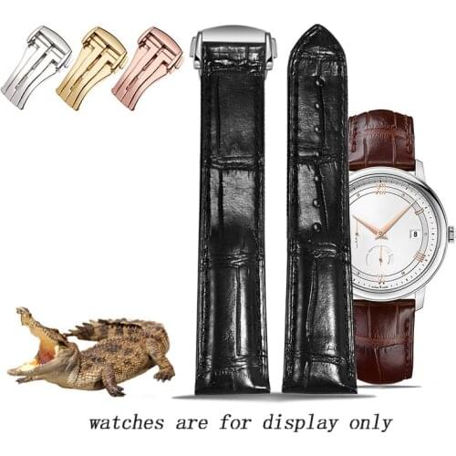 Crocodile Leather Strap 19 20 21 22 Black Brown Watchband Replacement Belt For Seamaster Speedmaster Series Mens Watch Chain