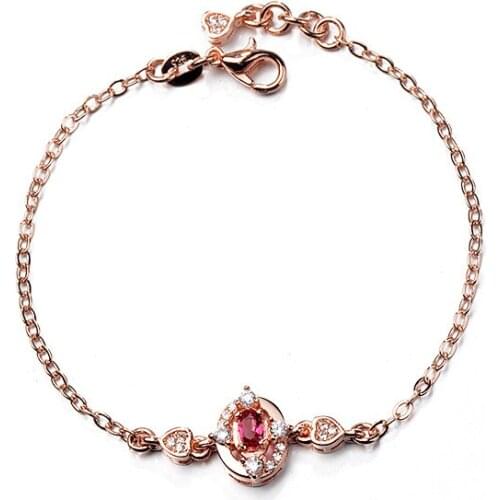 Ruby Rhinestone Cuff Bracelets Charm Women Infinity Bracelet Bangles Rose Gold Jewelry Accessories Girls Valentines Gifts