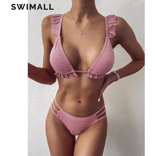 Sexy Ruffle Bikini 2020 Female Swimsuit Two Piece Bikini Set Bandage Swimwear Women Summer Bather Bathing Suit Triangle Biquini