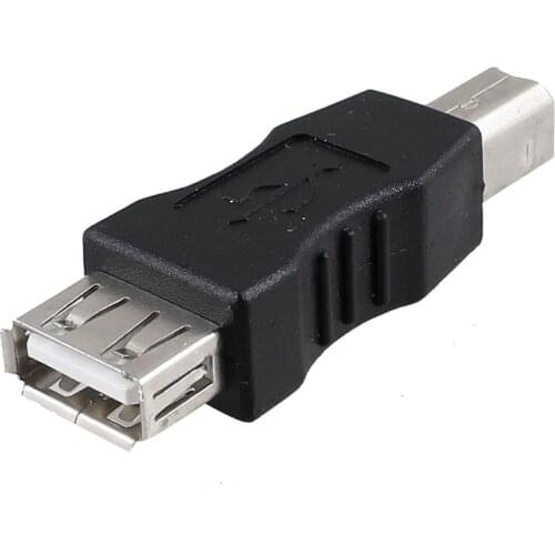 USB printer adapter type A female - type B male black silver tone