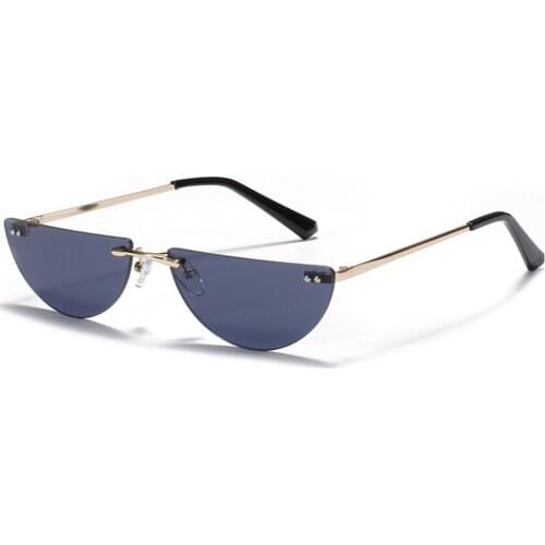 Veshion Metal Cat Eye Sunglasses Rimless Woman Half Round Tinted No Frame Retro Sun Glasses Ladies Decoration Accessories 2021