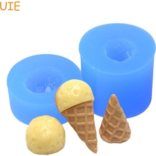 XYL062U, XYL063U 1 Set 2Pcs Molds 3D Ice Cream Cone Mold and Cream Mold Miniature Sweets Jewelry Charms Kawaii