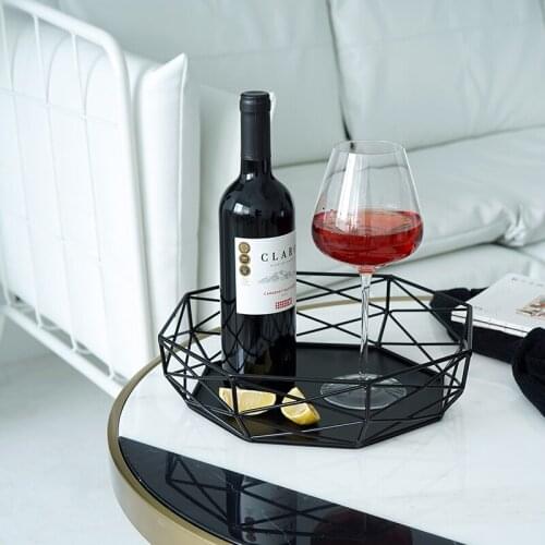 Nordic Style Iron Octagon Storage Trays Multi-Function Binaural Fruits Plate Sundries /Vegetable Storage Basket Home Decorations