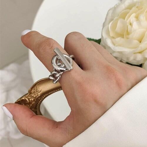 Creative Personality Silver Color Chain Ring For Women New Opening Fashion Finger Rings Girls Party Gift Jewelry