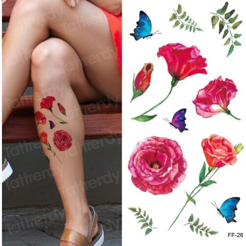 1 sheet Temporary Tattoo Sticker Rose Butterfly arm/leg flower tattoo body art Dreamcatcher henna tattoo small hand face tattoo
