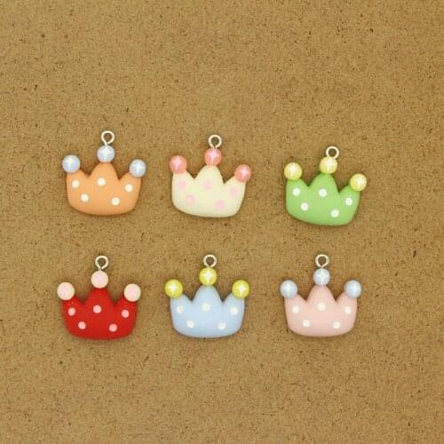10pcs Mix Resin Flatback Princess Crown Charms Cute Girl Necklace Earring Hair Rope Decor Pendant For Kid Jewelry Make Accessory