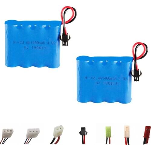 1400mah 4.8v Rechargeable Battery For Rc toys Cars Tanks Robots Boats Guns NICD 4.8v Rechargeable Battery 4*AA Battery Pack 2Pcs