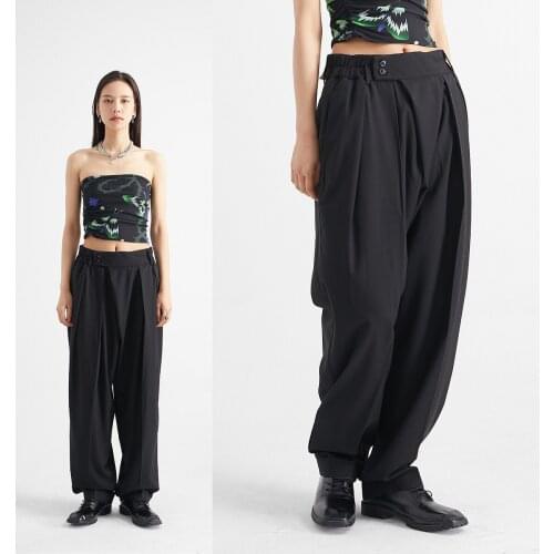 2021 New Men Women clothing fashion Loose pleated elastic waist casual wide leg Harem Pants plus size singer costumes 27-46