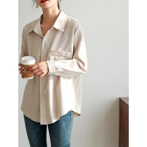 2021 Spring Womens Korean Blouse And Shirts Long Sleeve Elegant Fashion Loose Woman Clothes White Tops