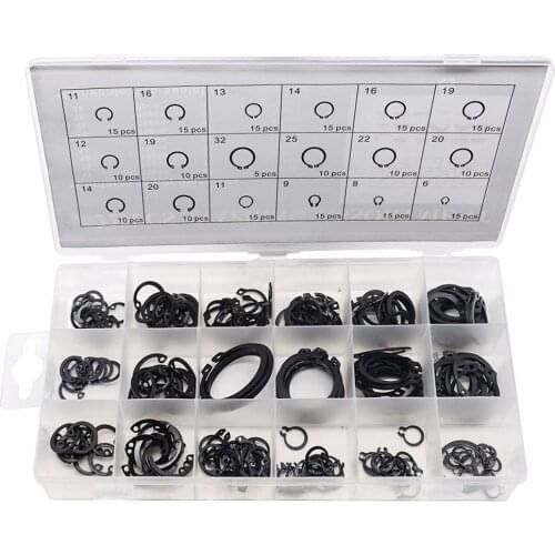 225 pcs/set 6mm - 32mm Metal C-clip O Ring O-Ring Washer Seals Internal & External Snap Retaining Ring Circlip Assortment