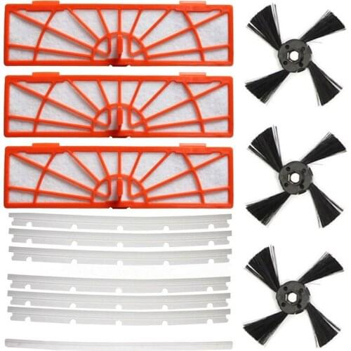 3 Filters + 3 Side Brushes+ 6 Blade and 1 Squeegee Replacement Pack for Neato BotVac 70e,75,80,85 Robotic beater brush