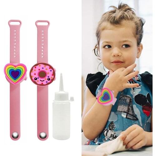 4Sets Kids Cartoon Wristband Hand Sanitizer Dispenser Portable Disinfectant Gel Bracelet Hand Gel Wristband Children School Gift