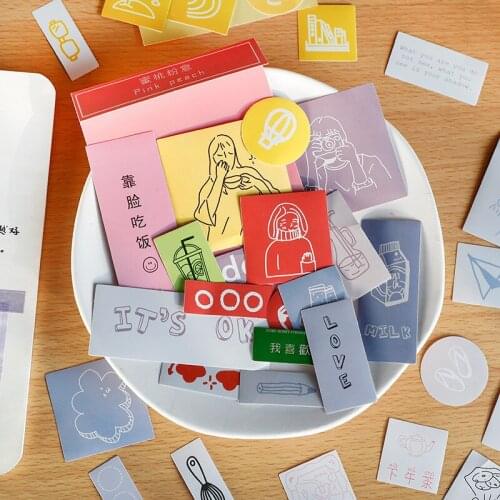 40pcs/Pack Girls Vlog Colorful Life Stationery Paper Stickers DIY Scrapbooking Diary Mobile Cup Decoration Crafts Supplies