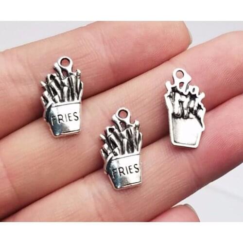 50pcs/lot--19x10mm, Antique silver plated french fries Charms,DIY supplies,Jewelry accessories