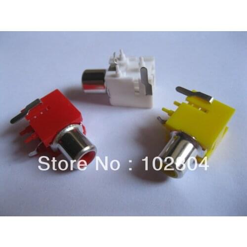 AV-8.4-9 AV Pin Jack 3 Color RCA Female Audio Video AV Socket Connector 60 pcs per Lot