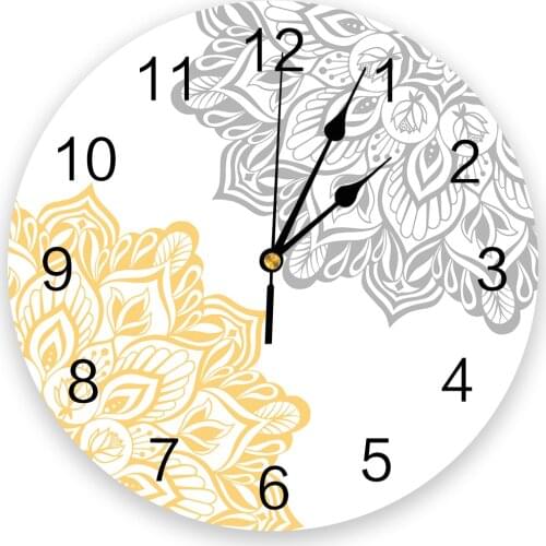 Abstract Dahlia Mandala Flower White Living Room Clock Wall Round Clocks Decor Home Bedroom Kitchen Decoration Wall Clocks