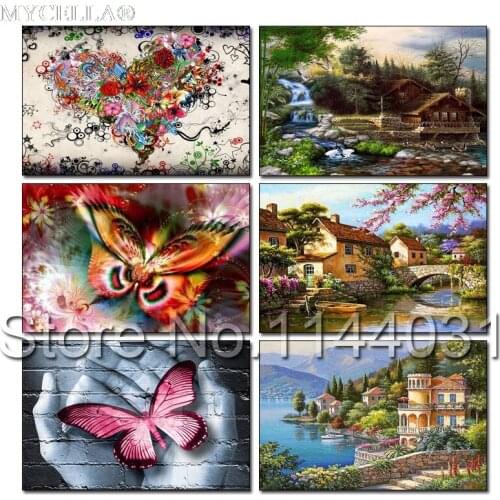 5D Diy Embroidery Heart Of Flower Diamond Painting Cross Stitch Full Rhinestone Mosaic Home Decoration Gift Tiger And Butterfly