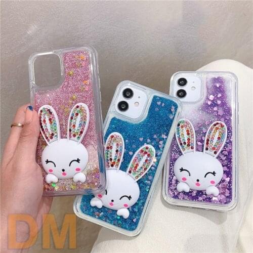 Rabbit Holder Glitter Case for Xiaomi Redmi Note 8 Pro 7 8T 6 6A 5 Plus 5A 4 4X 4A Shinning Dynamic quicksand Cover Capa