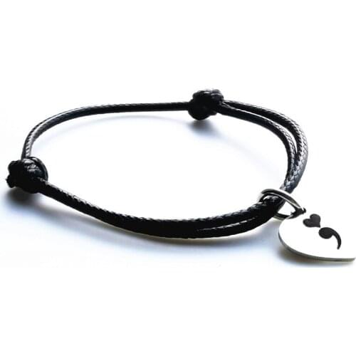 Awareness Bracelets Suicide Depression Awareness Pause Semicolon Rope Bracelets for Women YLQ7317