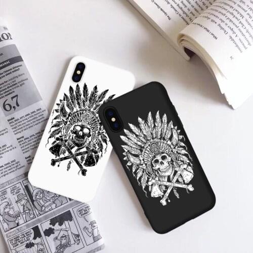 Abstract Patterned Punk Skull Skeleton Phone Case For iPhone 5 SE XS XR 6 6S Plus Soft Phone Cover For iPhone 8 7 Plus Max Xs