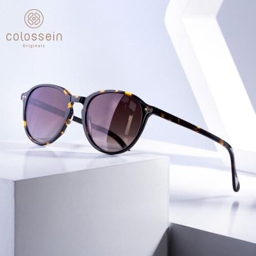 COLOSSEIN Sunglasses Women Vintage Cat Eye Coating Sun Glasses Polarized Black Brown Frame Men UV400 handcrafted Gafas De Sol