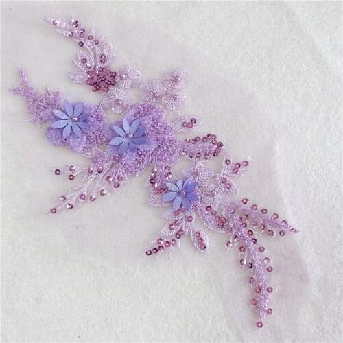 Colors Ganza Emboridered Corded Wedding Large Lace Applique for Bridal Dress Lace Trim Applique 4pcs / lot