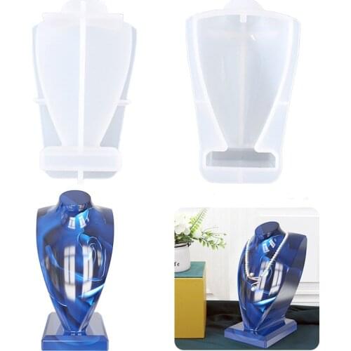 DIY Crystal Mirror Silicone Mold New Body Necklace Chain Hanging Display Jewelry Racks Casting Molds Home Decoration Art Mould