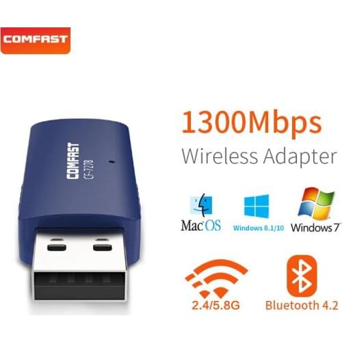 Dual Band 1300Mbps high speed USB RTL8822BU Wireless Wlan USB Bluetooth 4.2 Wi-Fi Ethernet Adapter Dongle For Laptop Desktop