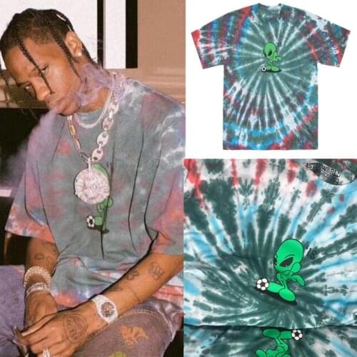 Hip-hop Travis Scott Alien Tie Dye Astroworld Tee T Men Women 1:1 high quality High Street TRAVIS SCOTT t-shirts