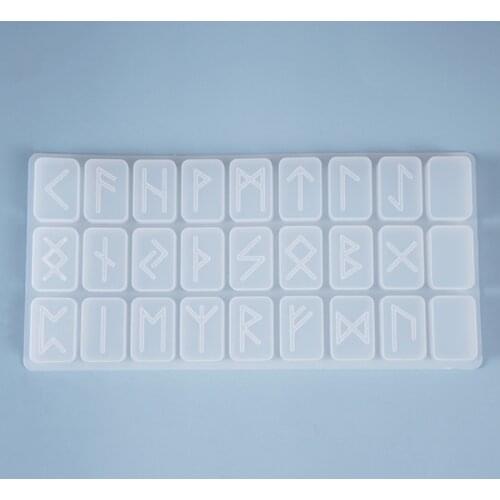 Y1UE Crystal Epoxy Resin Mold Energy Symbol Runes Letter Word Model Mirror DIY Mould