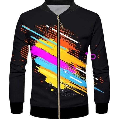 IFPD EU/US Size Color Paint Zipper Jacket Men 3d Long Sleeves Coat Colorful Printed Anime Man Mens Amrica Plus Size Clothing