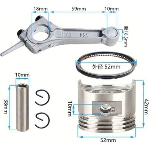 Chongqing Quality! Piston+Conrod Kit (with Piton,Ring,clip,pin,Connecting Rod) for 152F 2.5HP 97CC Gasoline Engine,1KW Parts