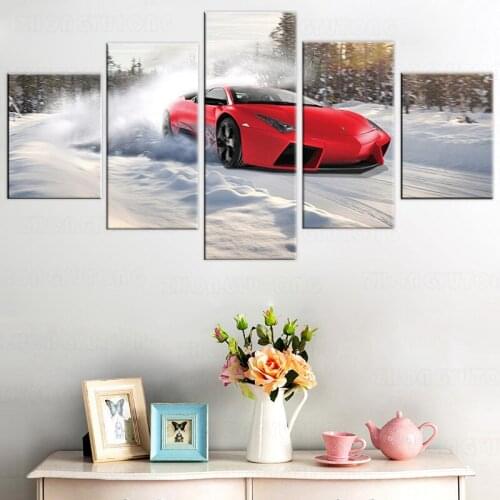 Prints Canvas Bugatti Chiron Super Car Wall Art 5 Pieces Painting Modular Pictures Home Decoration Poster Living Room Framework