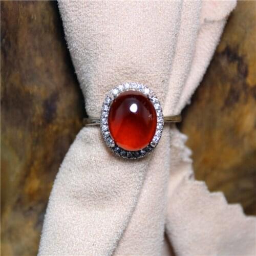 Wholesale New Fashion Euro-American Jewelry Special Classic Garnet 925 silver inlay Ring for Women concise namour Charm Gift