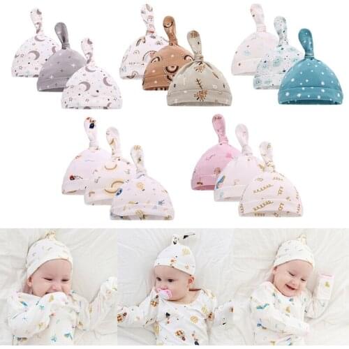 3 Pcs Newborn Photography Props Hat Baby Knot Beanies Photo Shooting Cap for 0-24M Infants