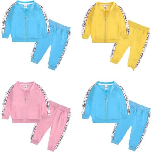 Kids Sport Clothing Sets Boys Tracksuit Autumn Causal Children Tops Pants 2Pcs Kit Outfit Teenager Boys Solid Striped Tracksuit