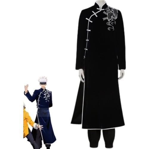 Anime Jujutsu Kaisen Gojo Satoru Cosplay Costume Fancy Outfits Coat+Top+Pants Halloween Carnival Uniforms Custom Made