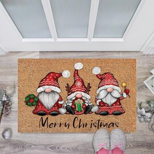 Christmas Carpet Santa Claus Rectangle Door Mat Polyester Fiber Enhance Festive Atmosphere For Home Entrance