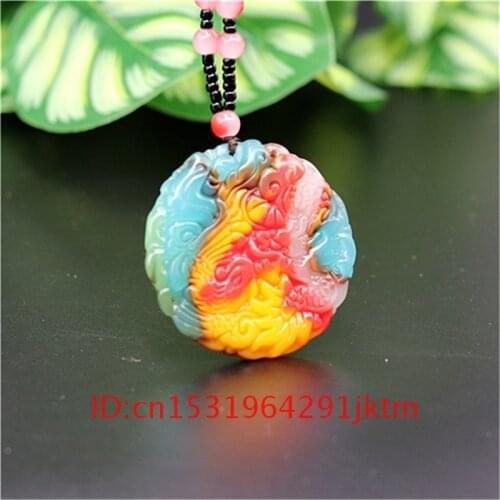 Pendant Women Fashion Carved Jewelry Jade Charm Jadeite Men Dragon for Chinese Amulet Hand Phoenix Natural Color Necklace Gifts