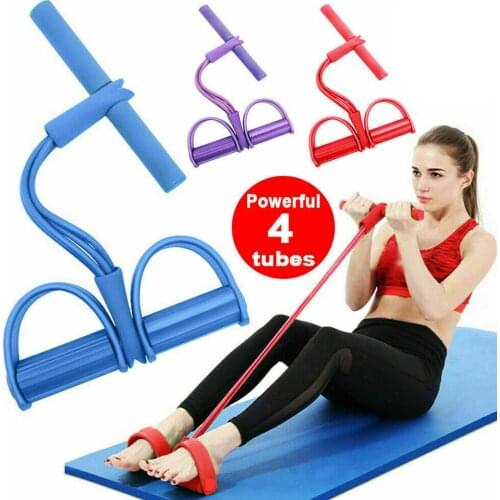Multifunction 4 Tube Tension Rope Strong Fitness Resistance Bands Latex Pedal Women Men Sit Up Pull Ropes Yoga Fitness Equipment