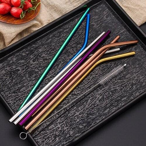 1Pcs 304 Stainless Steel Reusable Drink Straw Kitchen Gadgets Multi Purpose Bar Party Accessory Bent Drinking Tools 4 Colors