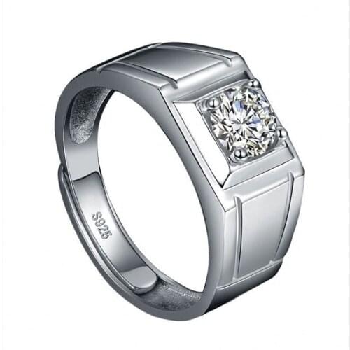 Real solid Korean version New S925 pure silver man ring net red trendy male domineering ring artificial diamond silver ring