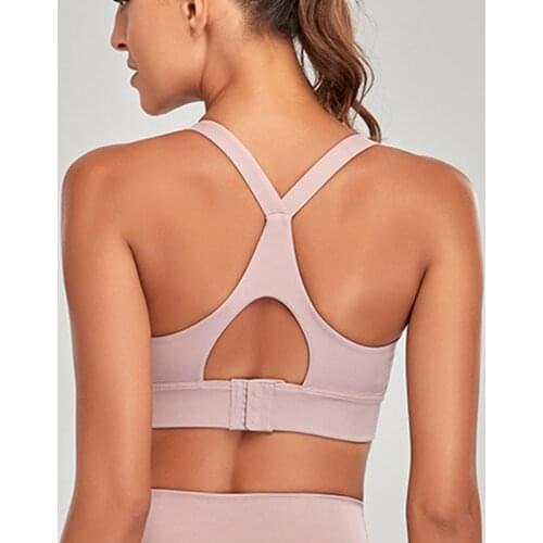 Soft Nude Hasp Sports Bra Back Cross Yoga Bra Push Up Shockproof Fitness Gym Fitness Bras Crop Tops Women Plain Workout Bras