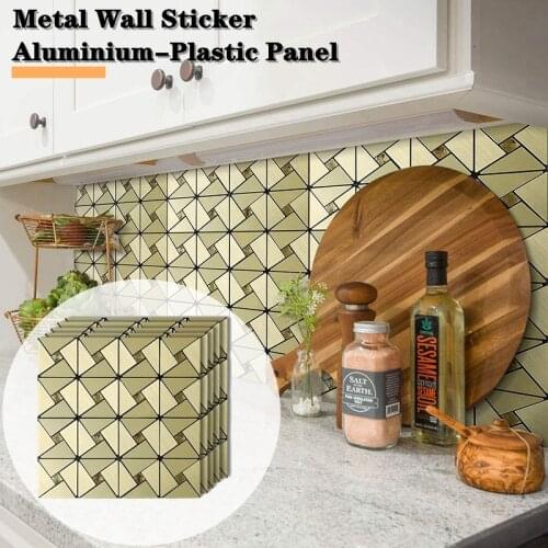 Modern Style Metal Wall Sticker Self Adhesive Aluminium-plastic Panel Wall Decor Stickers Wallpaper For TV Wall Kitchen Wall DIY