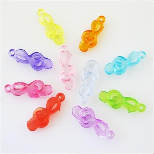 New 60Pcs Mixed Plastic Acrylic Musical Note Charms Pendants 10x26.5mm