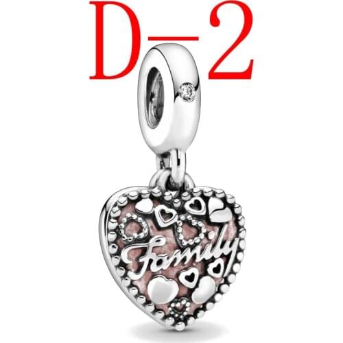 New Original Silver Color Pink Family Dangle Diy Bead Fit European Charms Bracelet Bangles Diy Jewelry P350