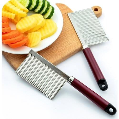 New Stainless Steel Potato Chip Slicer Dough Vegetable Fruit Crinkle Wavy Slicer Knife Potato Cutter Chopper French Fry Maker
