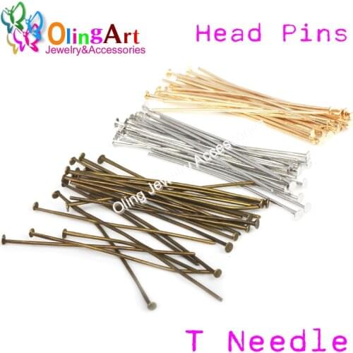 OlingArt 100PCS/20G Head Pins mixed color KC gold /bronze/Rhodium plating DIY earrings Bracelet necklace jewelry making Findings