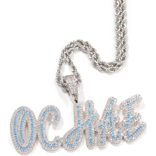 Iced Out Diamond Initial Letter Necklace Personalized Custom Cursive Name Full CZ Crystal Choker Women Hip Hop Jewelry Necklaces
