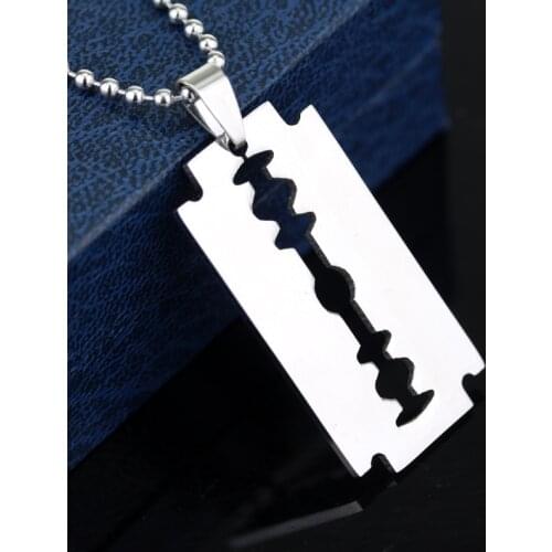 The latest retro silver razor blade necklace with chain for men and women necklace